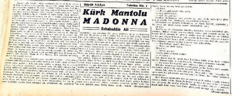 مادونایی با پالتوی خز، رمانی از صباح‌الدین علی