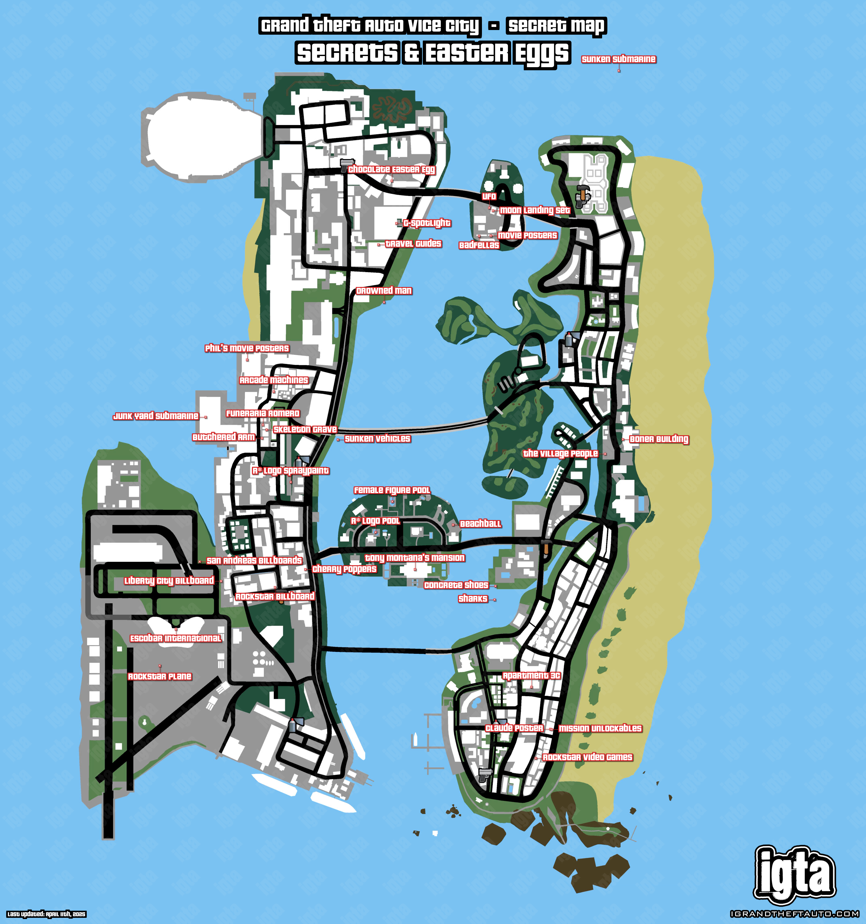 مکان ایسترگ های بازی GTA vice city 1