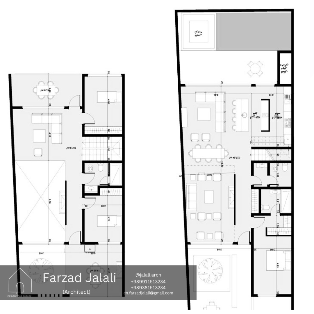 طراحی پلان آپارتمان ۷ طبقه تک واحدی
