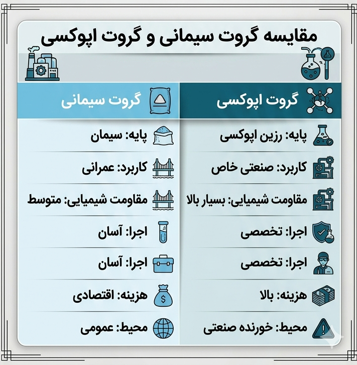 مقایسه گروت اپوکسی و گروت سیمانی