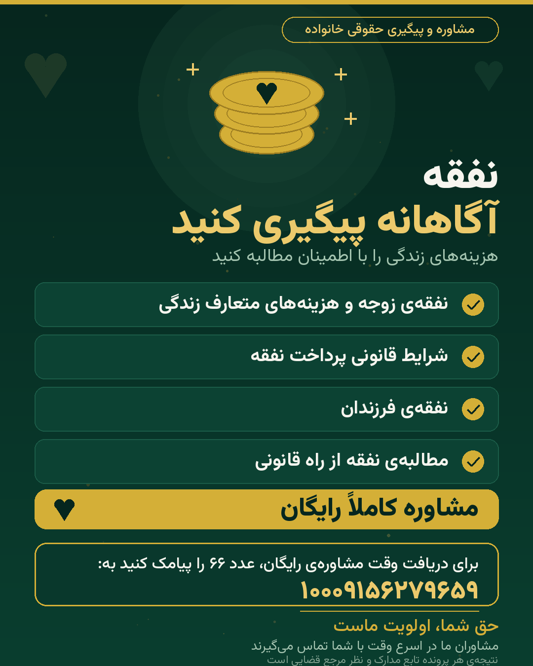 نفقه زوجه، نفقه فرزندان؛ با مشاورهی رایگان تصمیم بگیرید