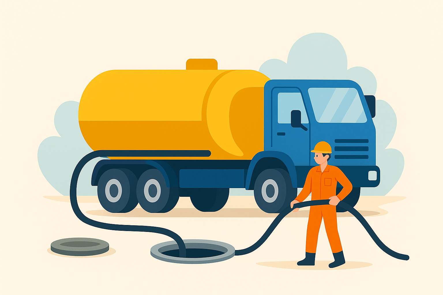 فرایند تخلیه چاه فاضلاب با پمپ لجن کش