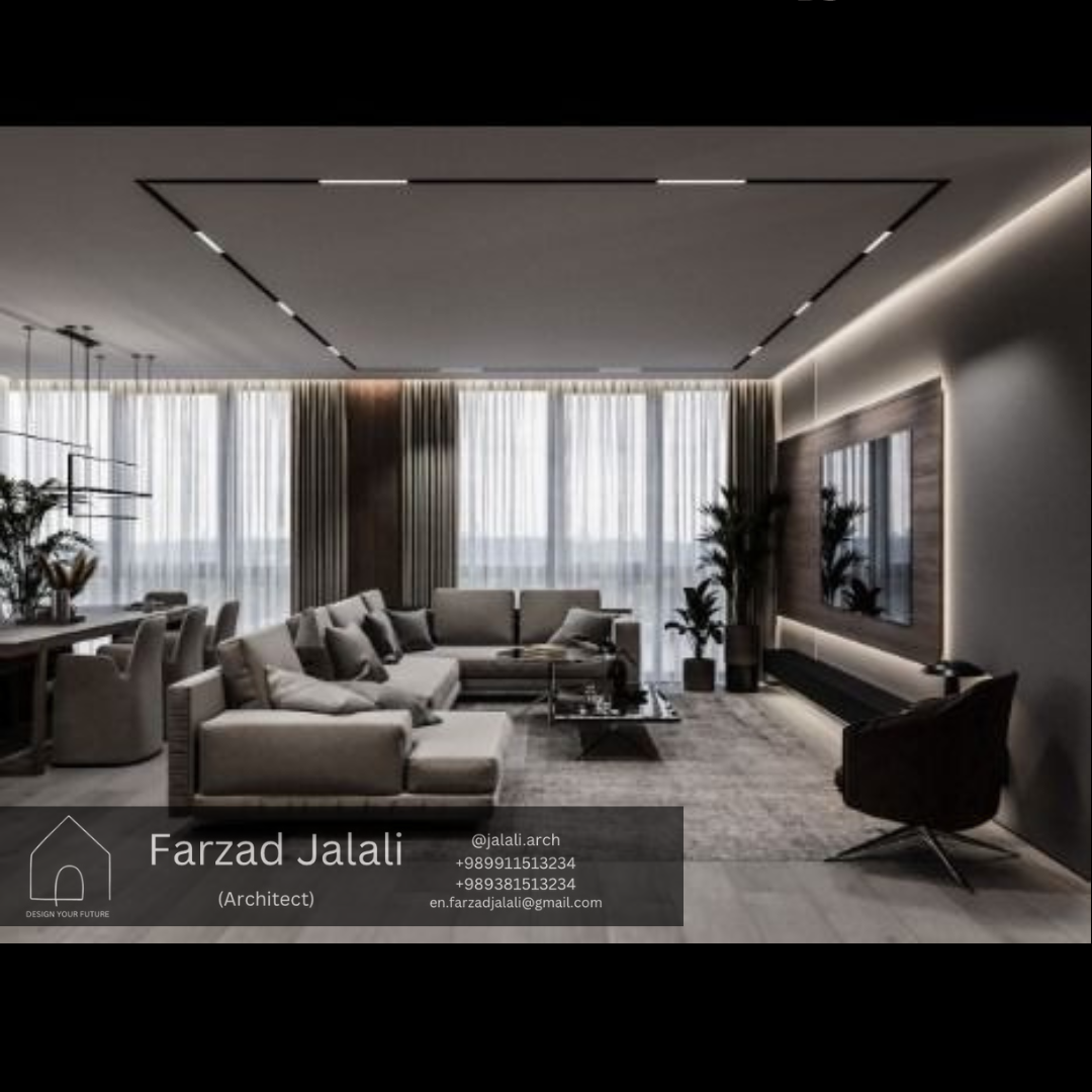 طراحی داخلی آپارتمان مسکونی و اتاق کار