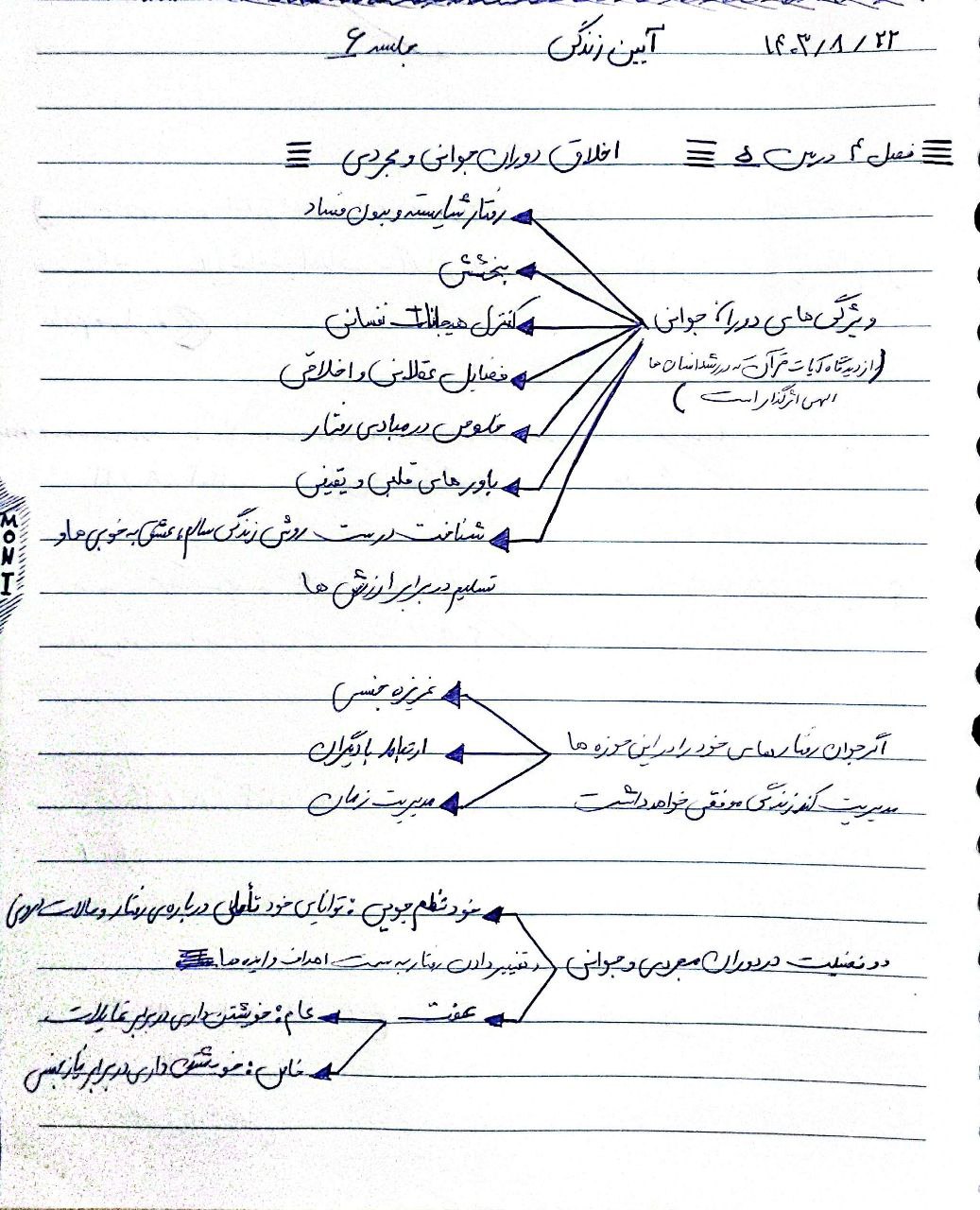 جزوه دست نویس آیین زندگی درس 5 1