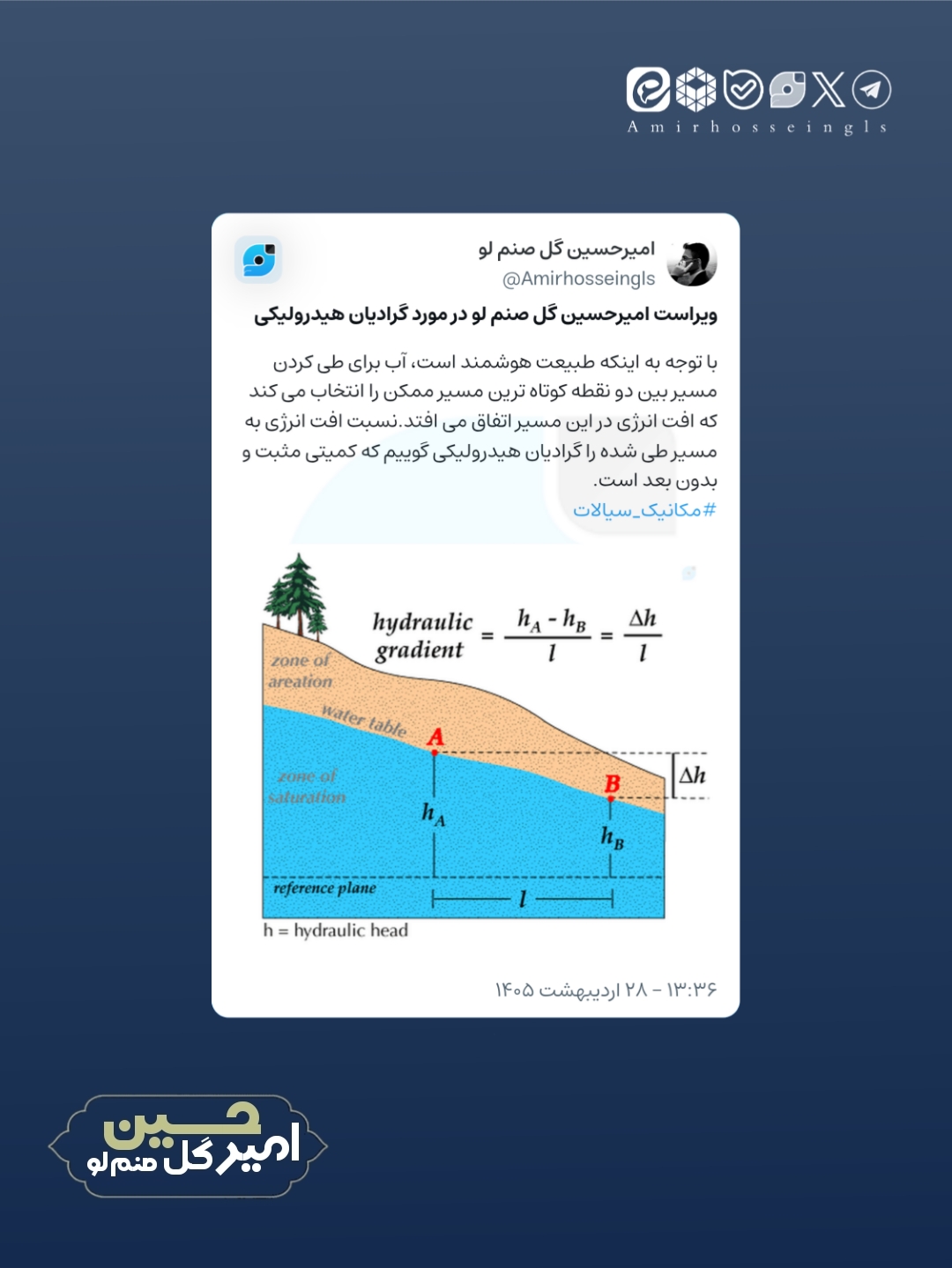 ویراست جدید امیرحسین گل صنم لو در مورد گرادیان هیدرولیکی