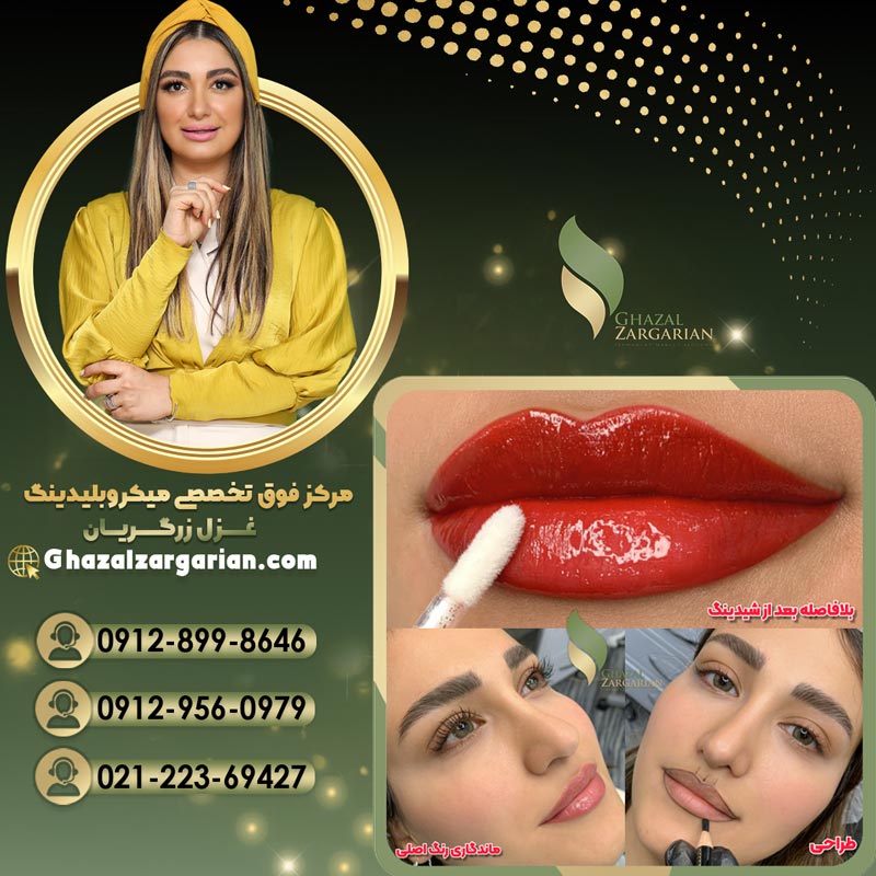 تتو رژ لب با طراحی اولیه ابرو