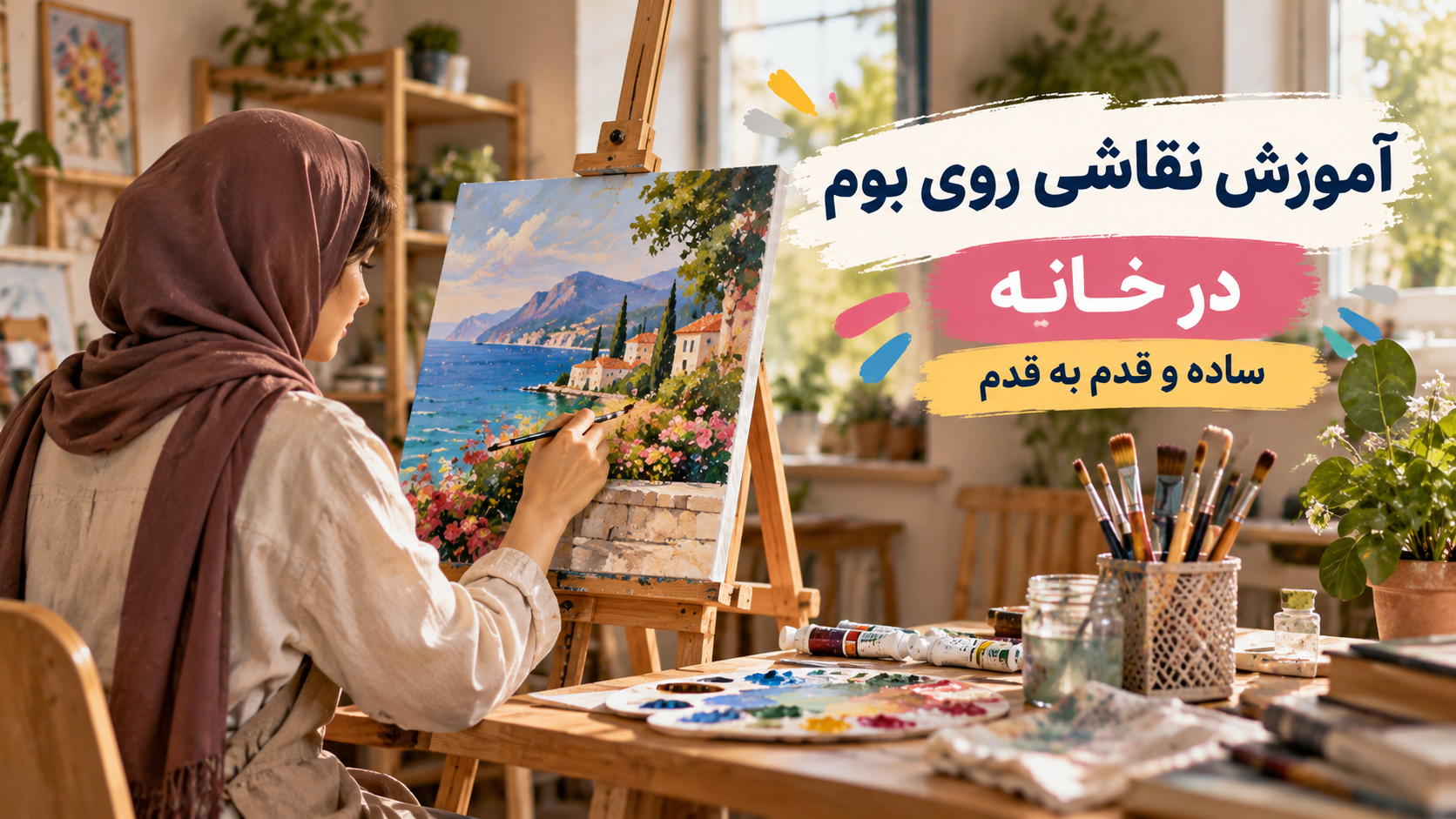 آموزش نقاشي روي بوم در خانه؛ ساده و قدم به قدم