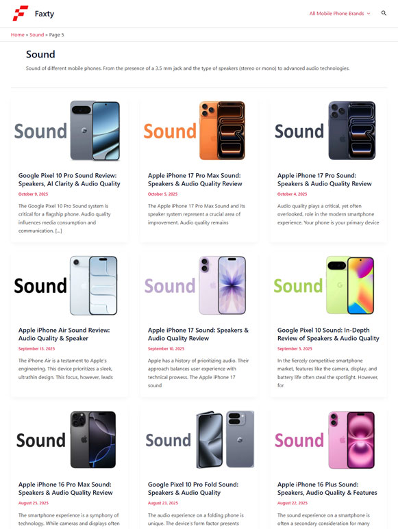 مشخصات گوشی موبایل در Faxty