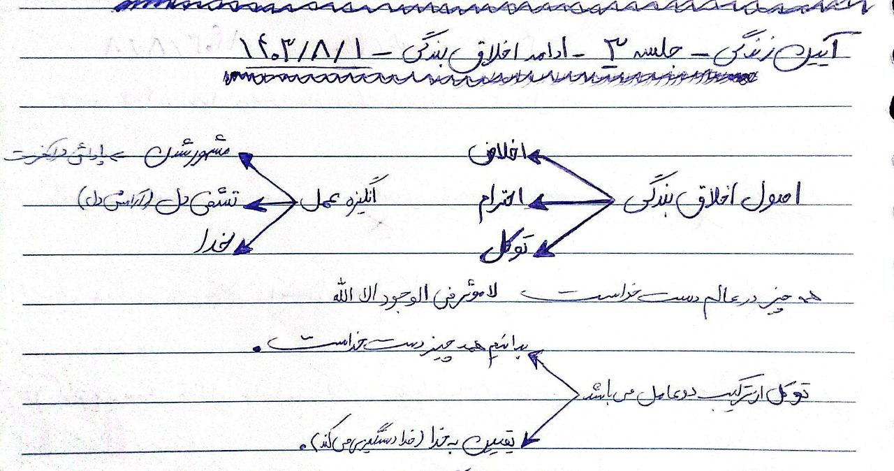 جزوه دست نویس آیین زندگی درس ۱ و ۲ 1